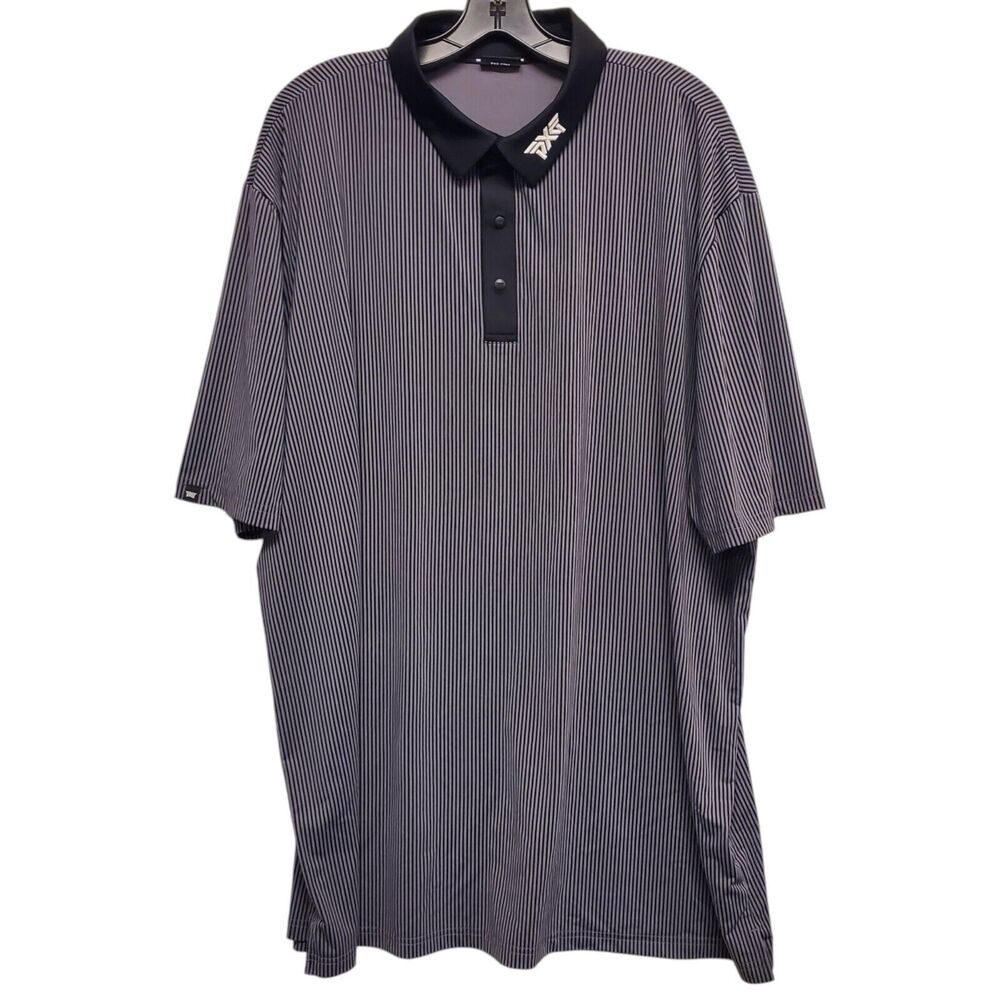 PXG Polo Shirt Men XXL Black White Stripes Performance Casual Golf Athleisure